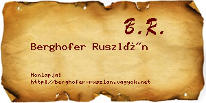 Berghofer Ruszlán névjegykártya